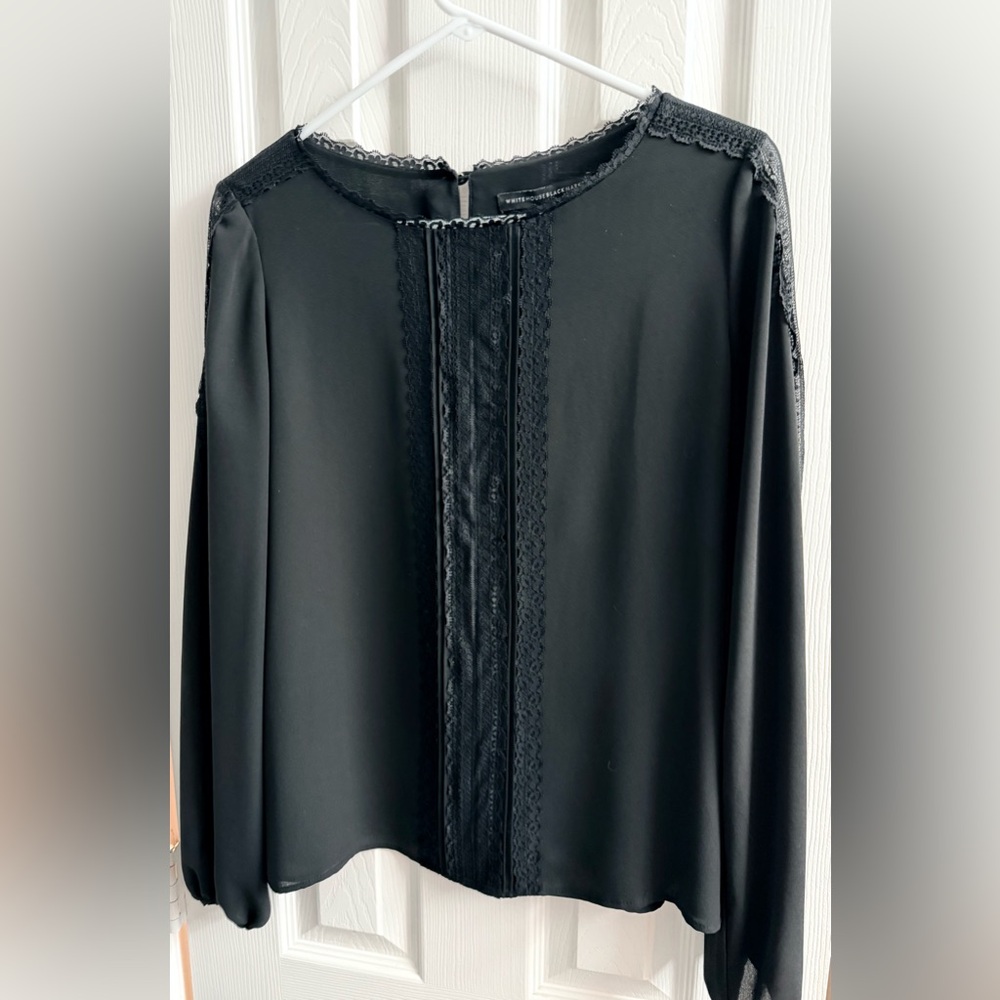 White House Black Market Black Lace Trim Top
